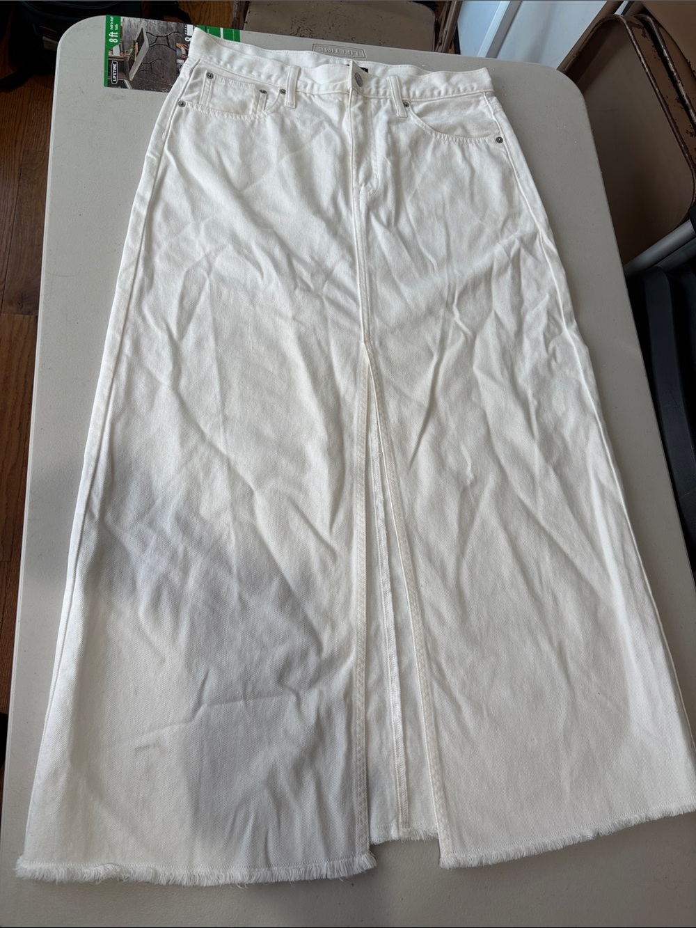 J. Crew White Denim Maxi Skirt with Center Front Slit